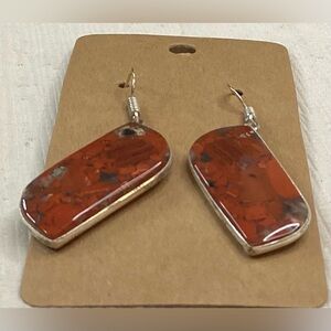 Elegant Silver and Bloodstone Dangle Earrings